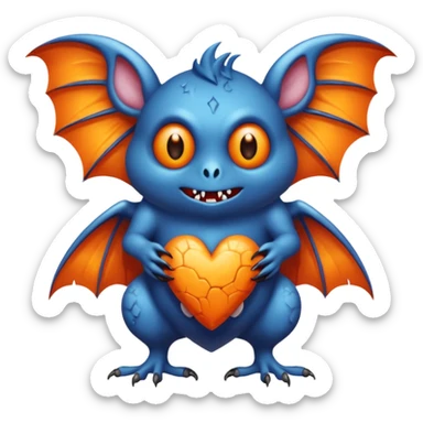 Monstre a corp craquelé fait de lave avec des ailes de chauve-souris et un tête de pierre carbonisé avec une mâchoire carré  sticker