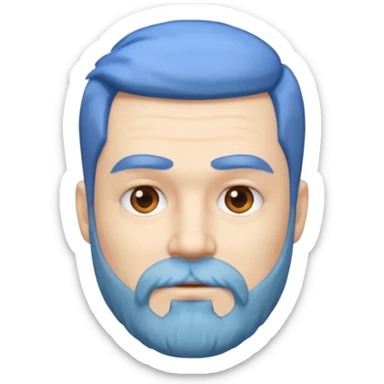 Middle-age, male, white skin, blue hair and blue beard sticker