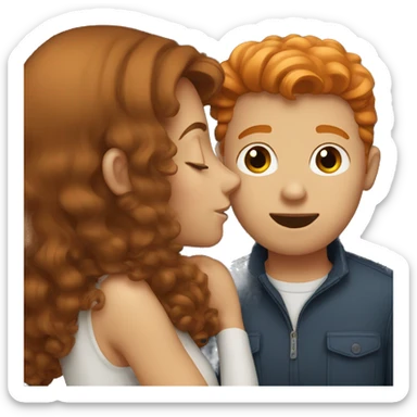 Brown hair girl kissing ginger guy sticker