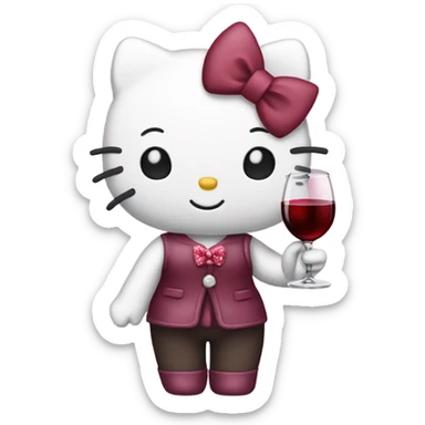 Hello Kitty drinking red wine sticker