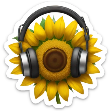 Sunflower with headphones  sticker