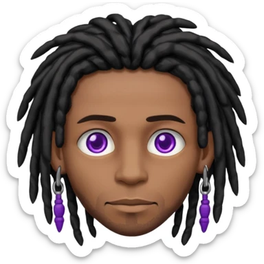 Brown skin male with black dreads and purple eyes  sticker