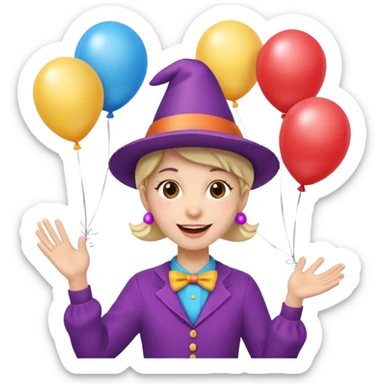 children's party animator in costume, playful sticker
