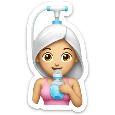 Woman with breast pump sticker