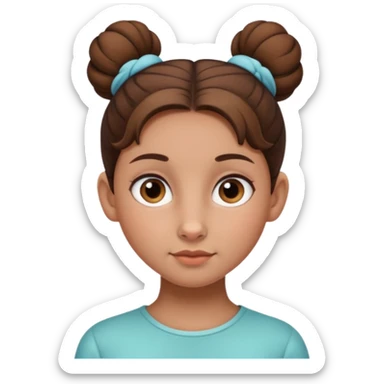 Normal skinned, tiny nosed, brown haired girl with sleek buns sticker