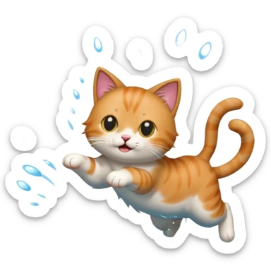 Cat jumping in a pool sticker