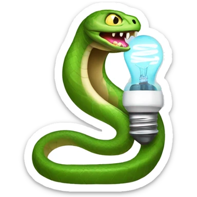 Snake with a lightbulb in its mouth and a battery for a tail sticker