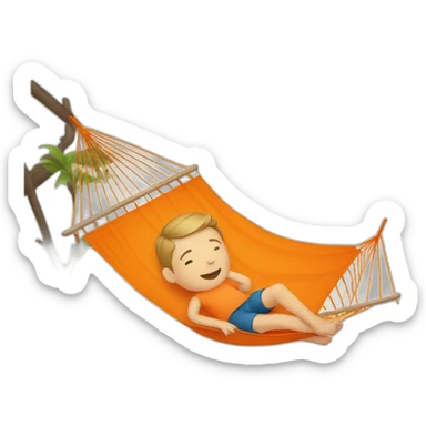 a white kid laying in orange hammock sticker