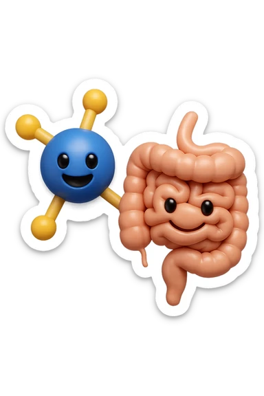 emoji stile iphone in 3d di istamina molecola con intestino, iperrealistico 4k sticker