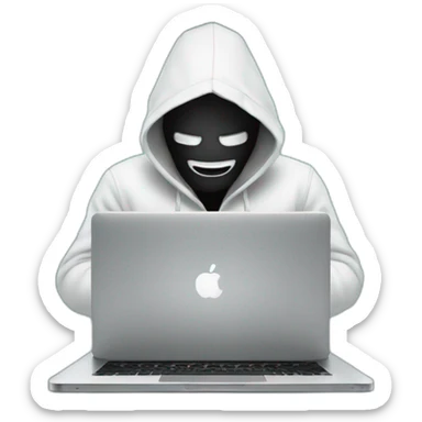 hacker with mask on laptop sticker
