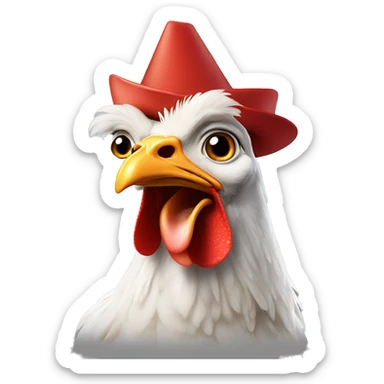 Chicken with septum piercing and birthday hat sticker