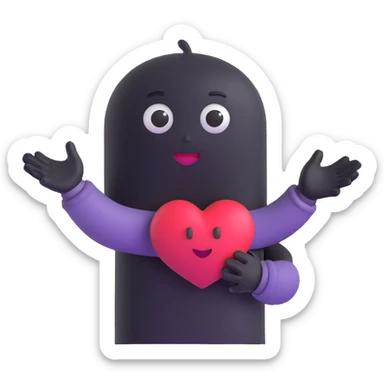 Book character with heart eyes reaching out to hug reader sticker