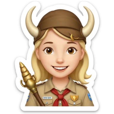 scout girl with a horn sticker