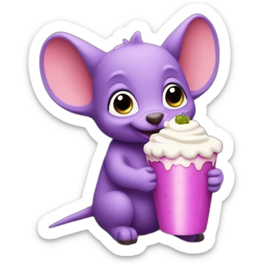 Purple aardvark holding a parfait sticker