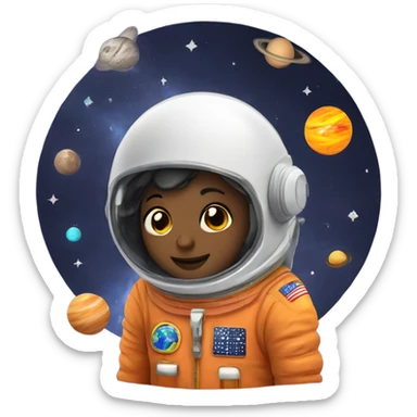 Solar system and a cute astronaut  sticker