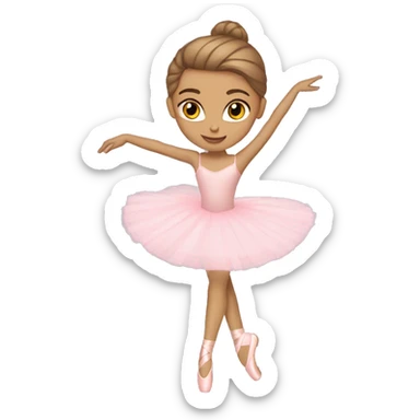 ballerina light brown hair on pointe arabesque pink  sticker