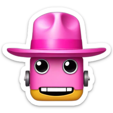 Square robot head wearing a pink sombrero sticker