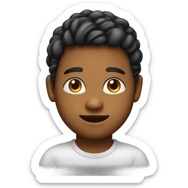 Emoji de un joven indigena, cabelos lisos, com pintura no rosto, olhos negros, lábios vermelhos e roupas indígenas sticker