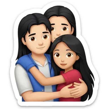Guy with long black hair hugging Filipina girl sticker