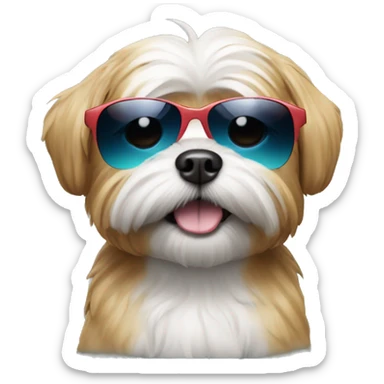 A shitzu dog with sun glasses sticker
