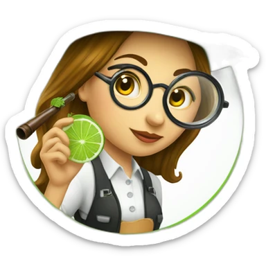 argentine girl with magnifying glass and pipe and mojito sticker