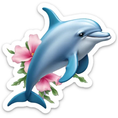 Dolphin with flower sticker