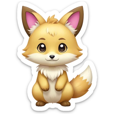 Cute Kawaii Chibi Anthro Fur-Sona Pretty Shiny Color ful Fakemon Full Body sticker