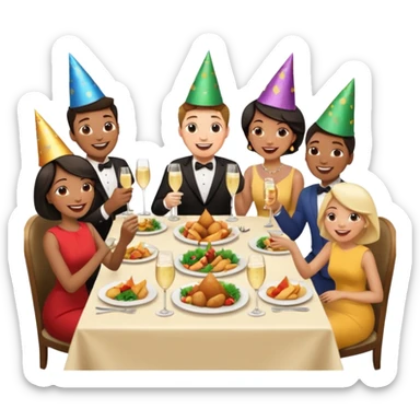 group of people talking at dinner table sticker