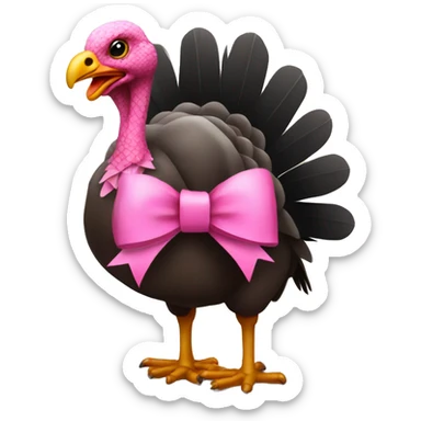 Turkey with a pink bow sticker