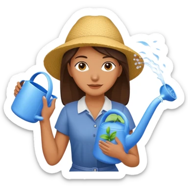 woman with watering pot sticker