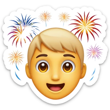 excited classic emoji style face watching fireworks sticker