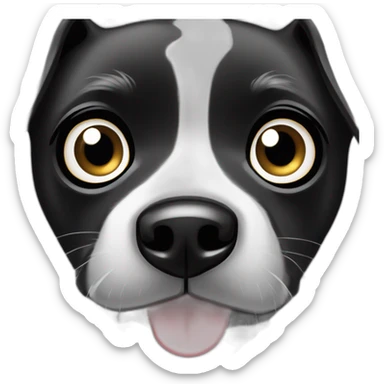 Fisheye cute black and white borador dog with large shiny eyes sticker
