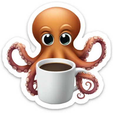 Octopus holding coffee mugs  sticker