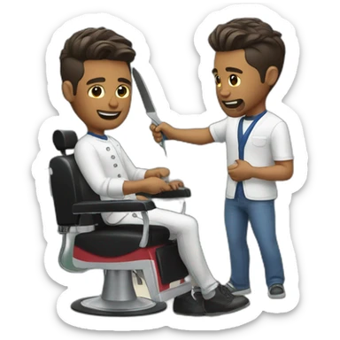 barber cutting hair sticker