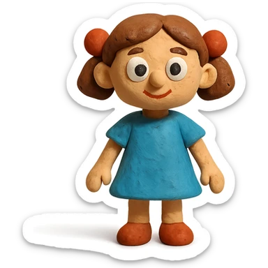 claymation style girl character sticker