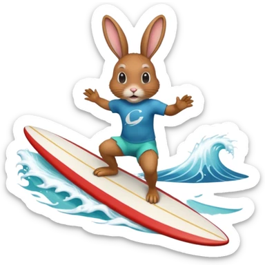 Rabbit riding a surfboard sticker