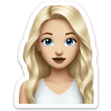 Makeup kit and white brunette girl blue eyes sticker