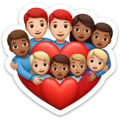 big heart with several small child figures inside sticker