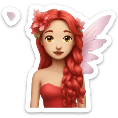 big wings, flower, Beautiful, fairy, red, long hair sticker