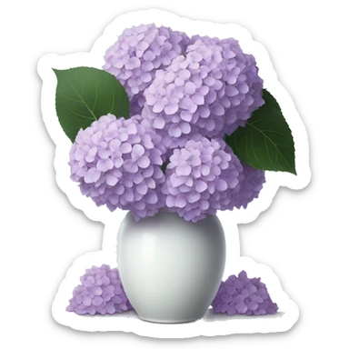 Lilac Hydrangeas in white vase sticker