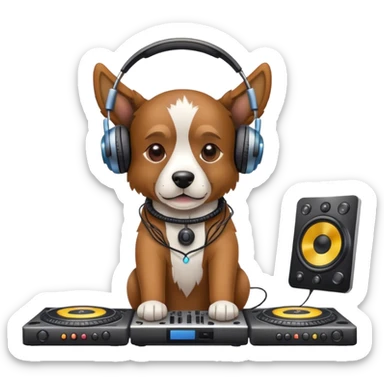 Dog wearing headphones as a DJ sticker