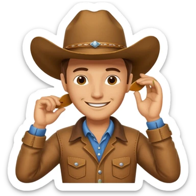 cowboy tipping his hat sticker