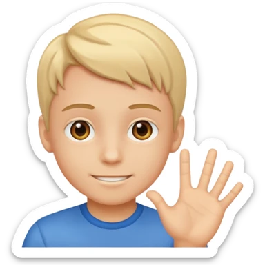 generate emoji of boy saying hii in normal skintone or bright skin tone sticker
