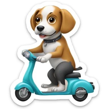 Dog riding scooter sticker