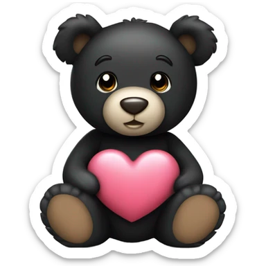 Black Teddy bear with heart sticker