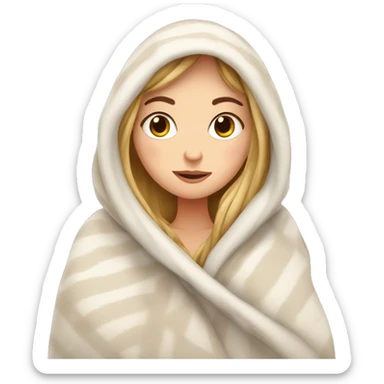 White girl snuggled in a blanket sticker