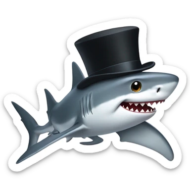Shark with a top hat sticker