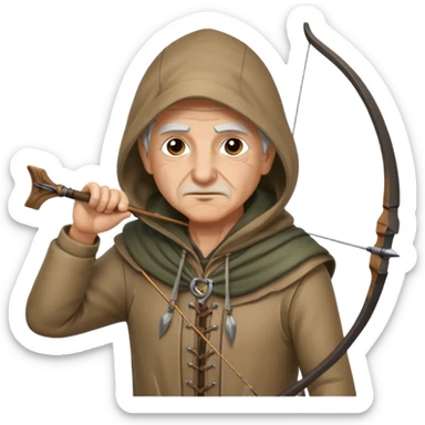 Archer âgé capuche position tir sticker