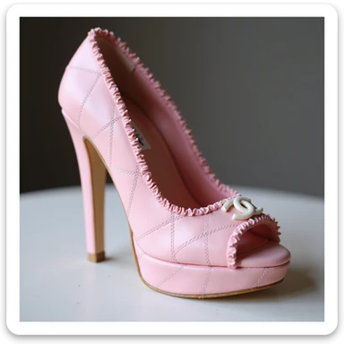photorealistic pink Chanel shoe cake, high heel, luxury birthday style, no background sticker