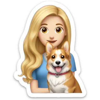 A long hair blond girl with a corgi sticker